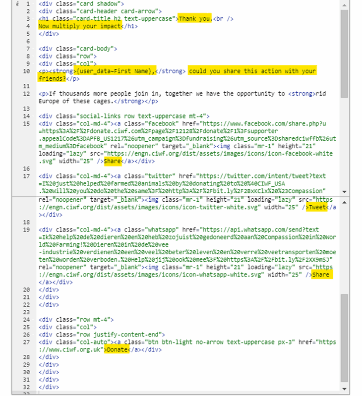 Action Thank You Share Block Code
