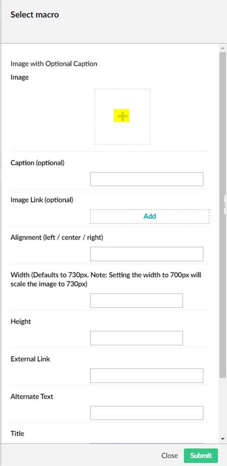 Umbraco screenshot of adding an image
