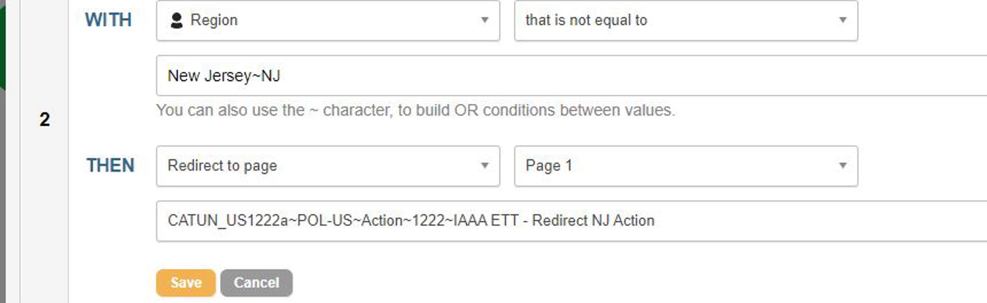 Redirect Rule Region