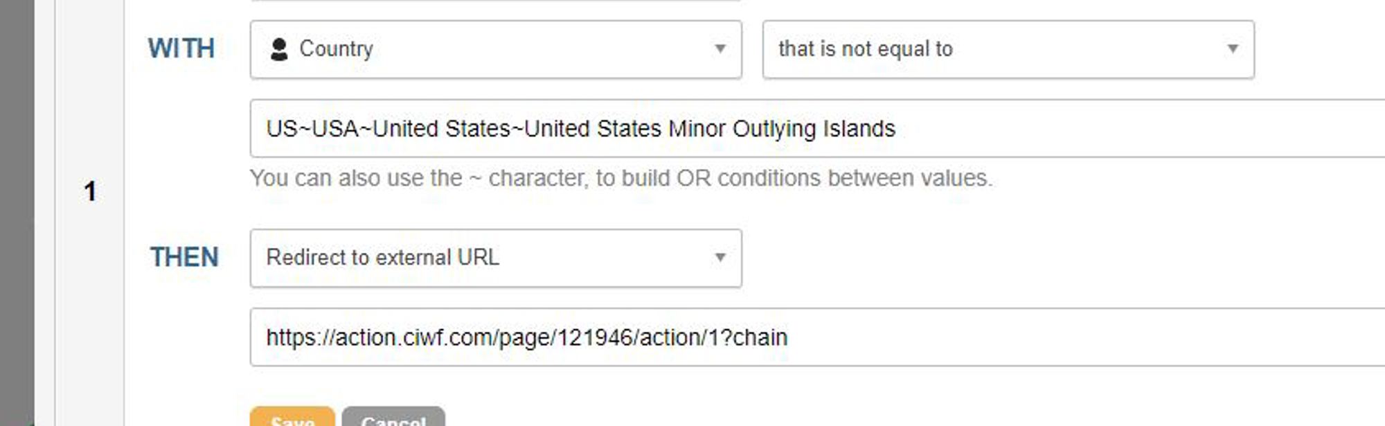 Redirect Rule for Country