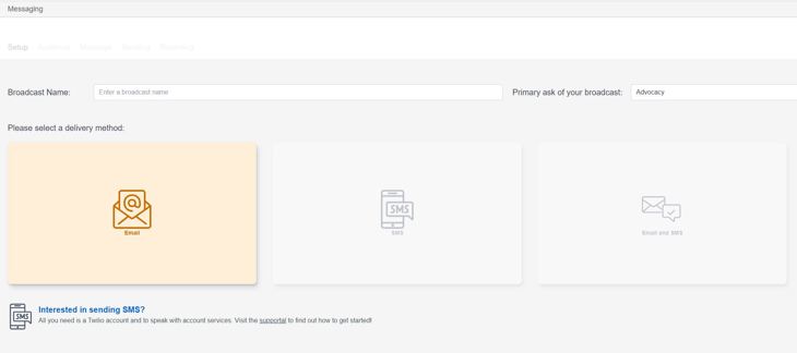 Email creation options