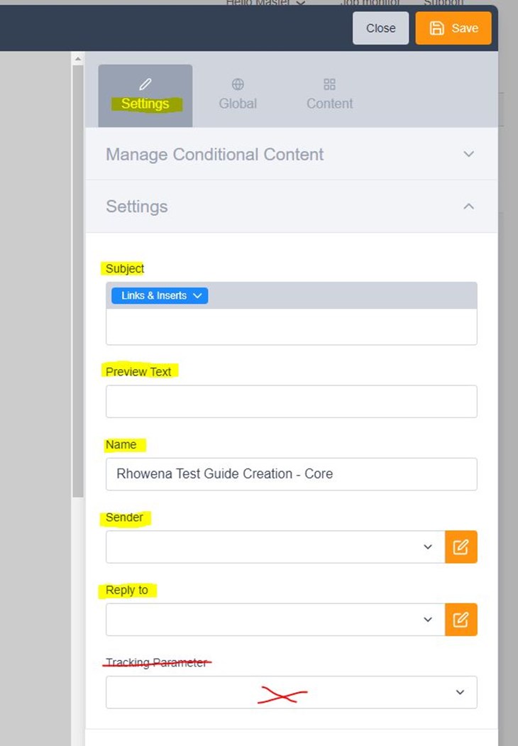 Email Settings in Engaging Networks