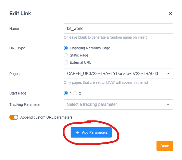 adding tracked links