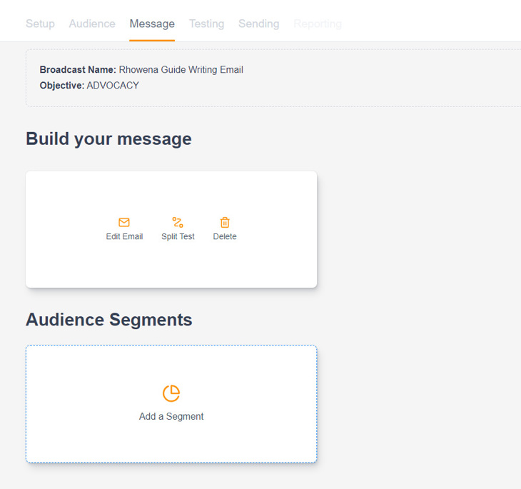 email campaign type selection