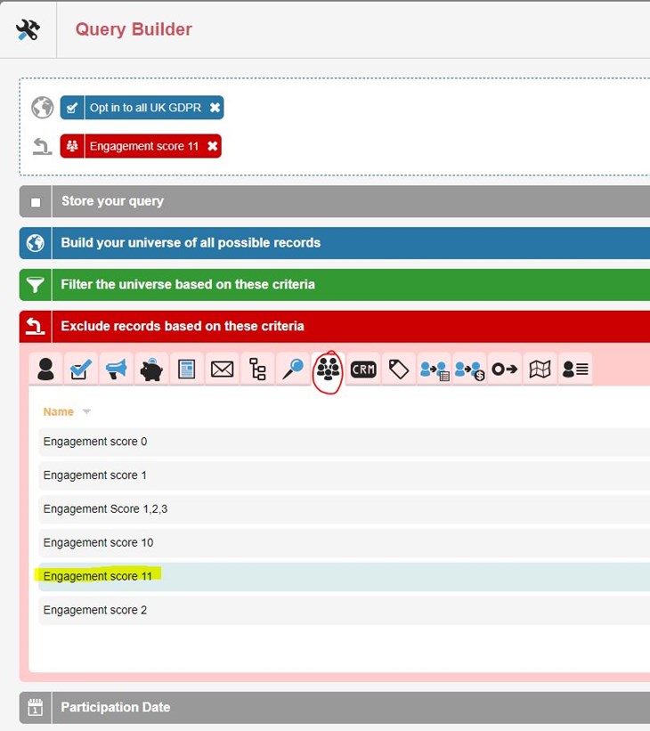 Query Builder Exclude