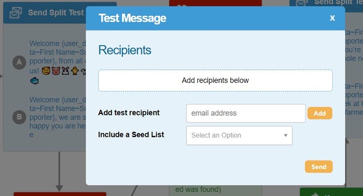 Adding email addresses to test form